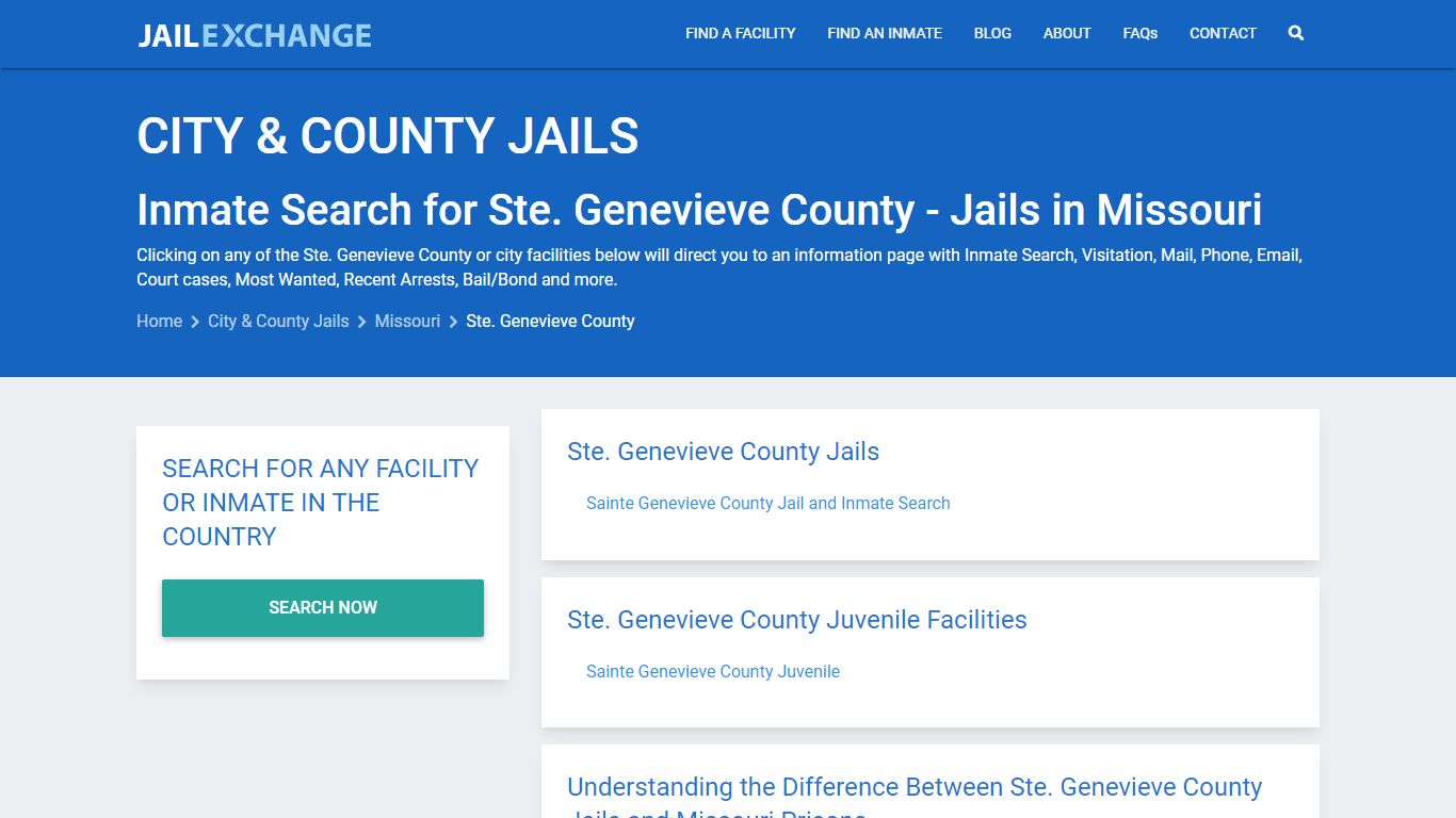 Inmate Search for Ste. Genevieve County | Jails in Missouri - Jail Exchange
